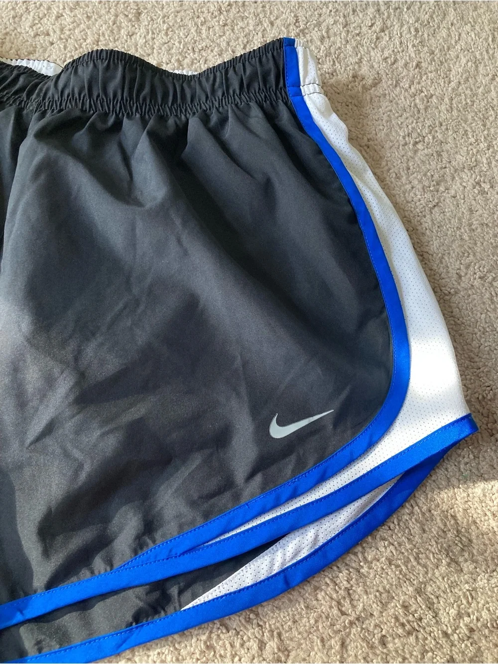 Nike Black Women's Athletic Shorts with Blue Trim